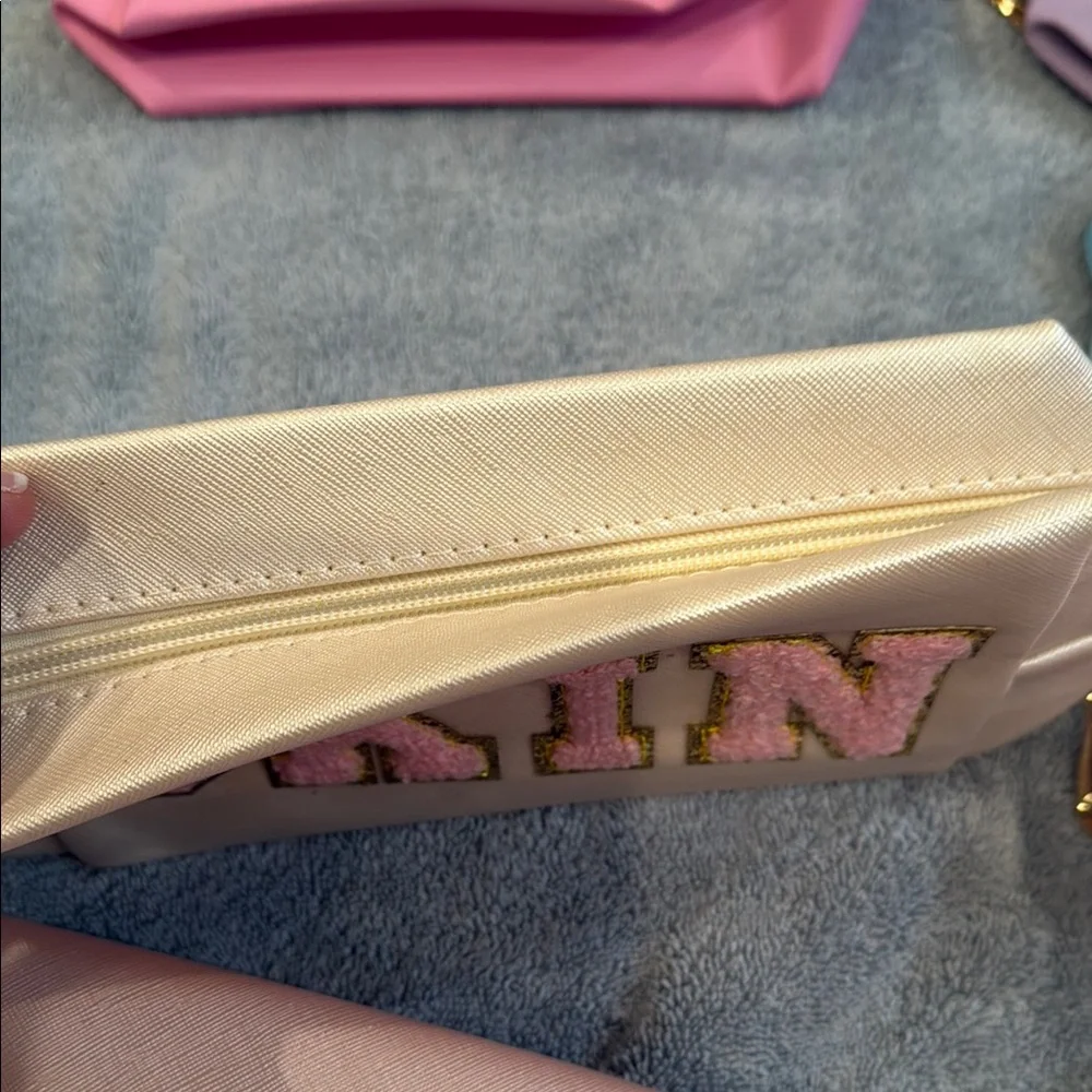 Pastel Lettered Makeup Bag - Pink, Lavender, Cream, Blue, Rose